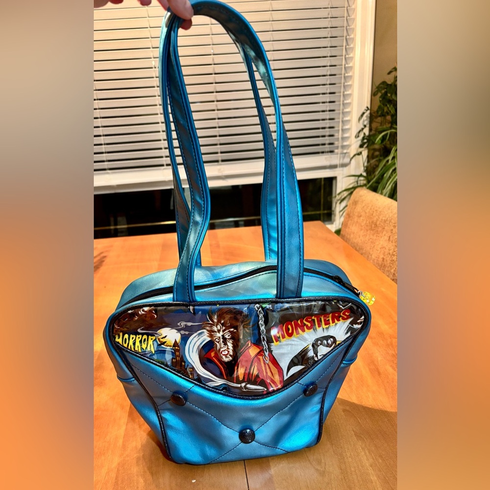 One of a Kind HandMade Monster Metallic Vinyl Purse w/ Zebra Fur Lining